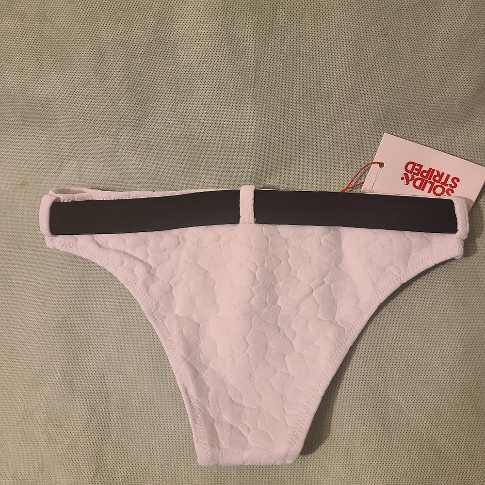Solid & Striped Rachel Belted Bikini Bottom in White Embossed Floral - Picture 5 of 7